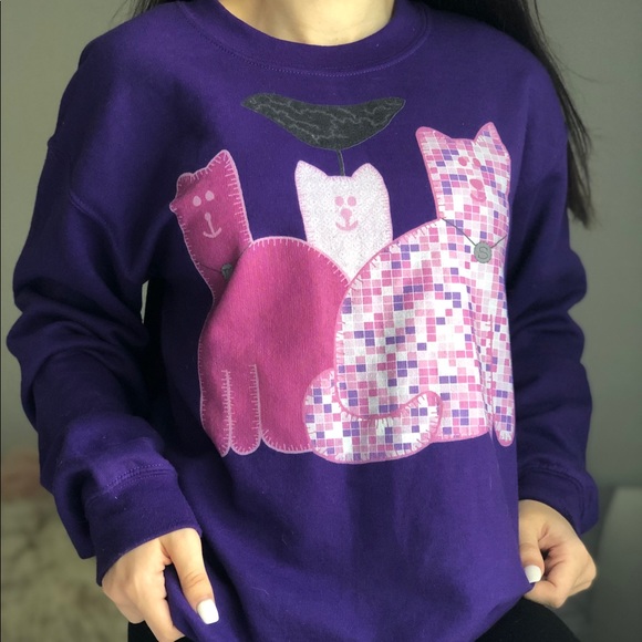 miranda sings purple cat sweatshirt